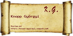 Knopp Györgyi névjegykártya